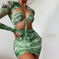 Green Long Sleeve Brazilian Sexy See Through Dress