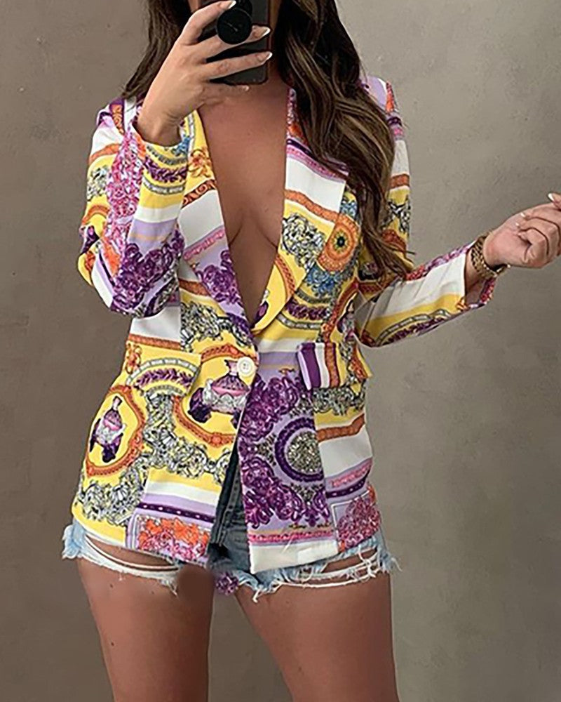 New Long sleeved Fashion Sexy Printed Suit Jacket New Long sleeved Fashion Sexy Printed Suit Jacket