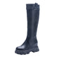 Thick Soled Long Trendy Leather Rain Boots 2083-6 black thin velvet 38