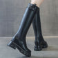 Thick Soled Long Trendy Leather Rain Boots