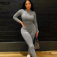 Kliou Solid Simple Two Piece Set Sheath Slim Casual Sporty Long Sleeve Zipper Top & Body Shaping Female Activewear Outfits