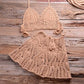 Knitted Bikini Thong Bathing Suit High Waist Crochet Swimsuit With Skirt Shell Hollow Out Swimwear Khaki
