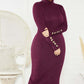 Ladies base sweater dress Long sleeve stretch slim high neck knitted dress