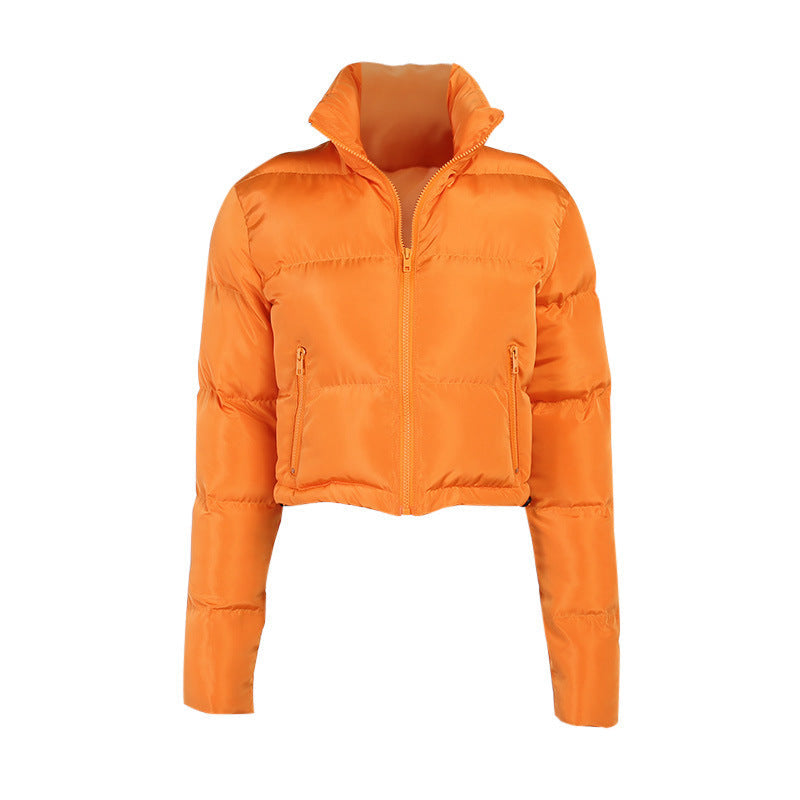 Ladies stand up collar warm bread down jacket Apricot S
