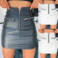 Leather Zipper Waist Pencil Evening Mini Skirt