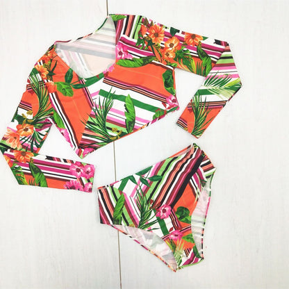 Long Sleeve Bright 2 Piece with Headpiece Bikini NO.8