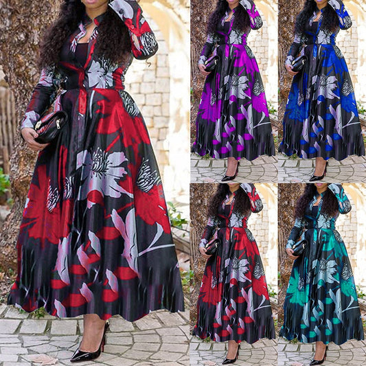 MD New African Print Dresses For Women Plus Size Long Dress Ankara Dashiki Elegant Lady Boho Robe Party Clothes