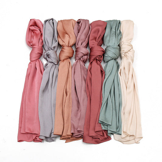 Malaysia Indonesia natural wrinkle monochrome Scarf Shawl solid color wrinkle breathable women headscarf