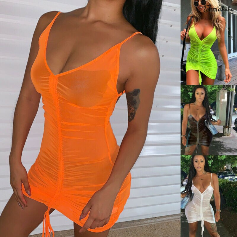 Mesh Sheer See Through Fishnet Bikini Cover Up Dress