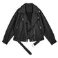 Motorcycle Collar BF Wind Resistant Handsome Leather Jacket Black