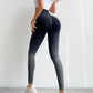 Net Red Ins Gradient Color Fitness Pants High Waist Buttocks Sports Peach Hip Pants Outer Wear Tight Elastic Yoga Pants Black-green S