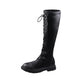 Net Red Small But Knee high Boots New Leather Boots High Boots Lace Up Skinny Leather Boots Upgraded leather surface beige [inner order] 38