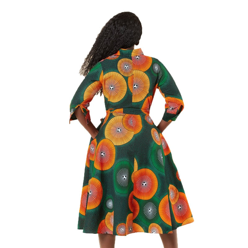 African Vetement Femme Kente Print Shirt Dress