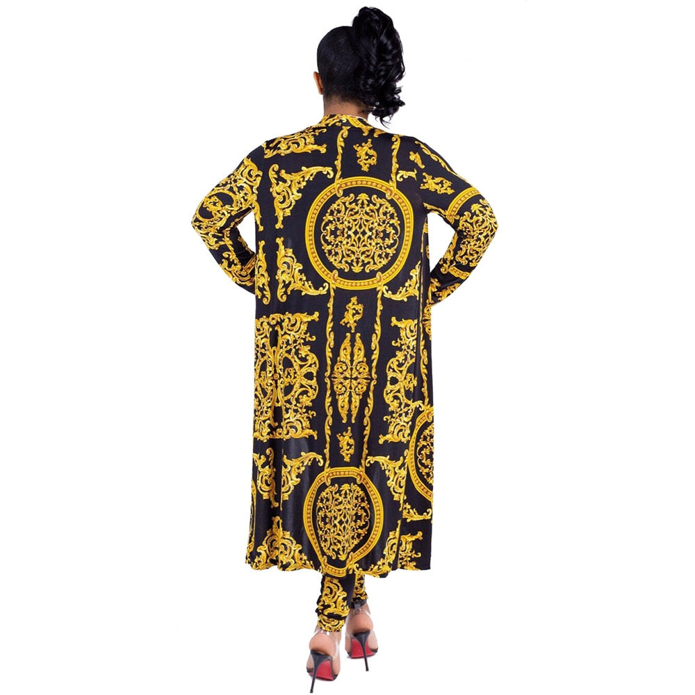 New African Print Elastic Bazin Baggy Pants Rock Style Dashiki SLeeve Famous Suit For Lady & women coat and leggings