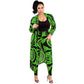New African Print Elastic Bazin Baggy Pants Rock Style Dashiki SLeeve Famous Suit For Lady & women coat and leggings Green