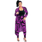 New African Print Elastic Bazin Baggy Pants Rock Style Dashiki SLeeve Famous Suit For Lady & women coat and leggings Purple