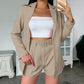 New Cross border Belt Casual Collar Cardigan Suit Outfit Rose red M