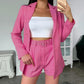 New Cross border Belt Casual Collar Cardigan Suit Outfit Rose red L