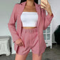 New Cross border Belt Casual Collar Cardigan Suit Outfit Pink