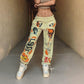 New Fashion Street Multi Pattern Printed Thickened Warm Casual Pants Yellow M