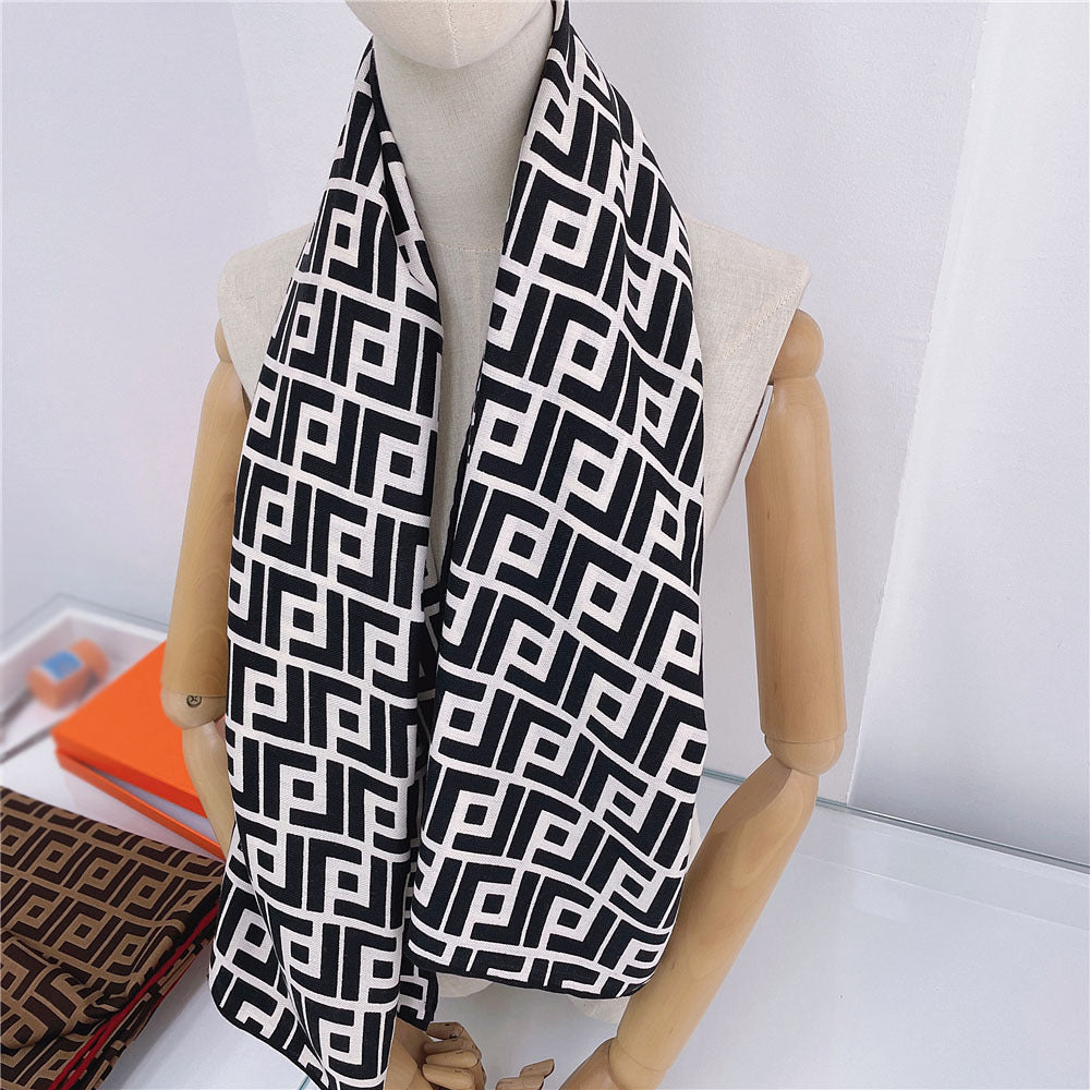 New Foreign Trade Export Dubai Letter Loose Cape Cape Coffee Grey Grey Cape Wool Scarf Large Square Scarf