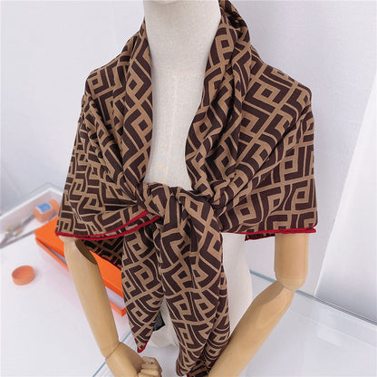 New Foreign Trade Export Dubai Letter Loose Cape Cape Coffee Grey Grey Cape Wool Scarf Large Square Scarf Coffee 130*130cm