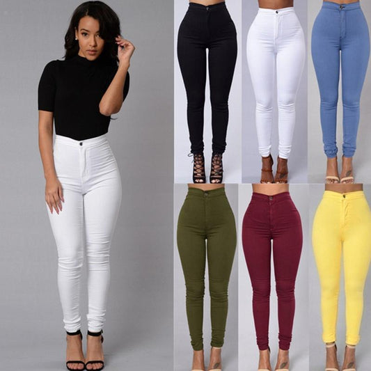 Candy Color Skinny Thin High Waist Stretch Pencil Pants