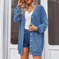 New Thin Knitted Jacket Mid Length Knitted Sweater Blue