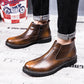 New Winter Boots Leather Martin retro round boots fashion leather shoes boots youth Black plus velvet 38