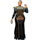 New Winter Women Bazin Rich African Ethnic Printed Rhinestone Dress Autumn Velvet Fashion Exotic Party Maxi Dresses For Women black Overseas