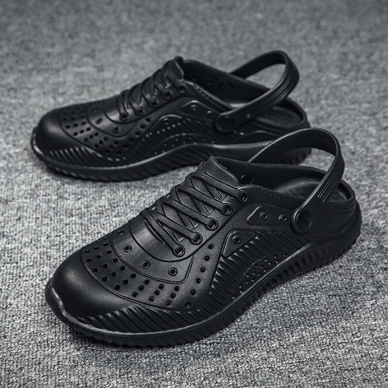 Non Slip Thick Bottom Sneaker Like Outdoor Slipper Shoe Black 45