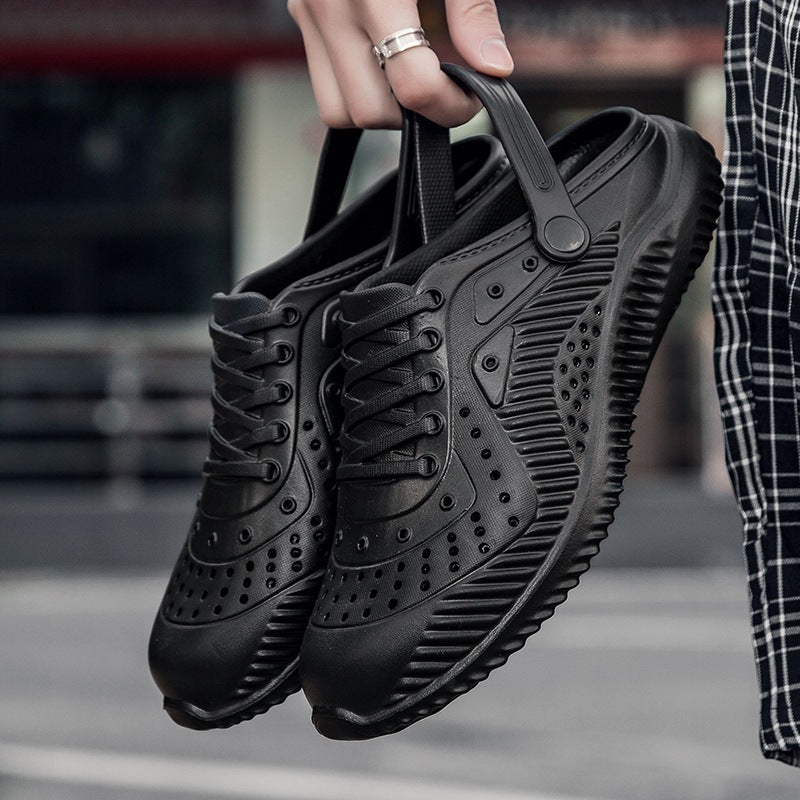 Non Slip Thick Bottom Sneaker Like Outdoor Slipper Shoe Black 42