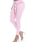 Embroidered Tight Elastic Flowery Jeans Pink