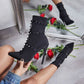 Mid Length Winter Elastic Cloth Rivet Pointed Straps Stiletto High Heels
