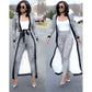 Print 2 Piece Pants & Top Suit Outfit gray