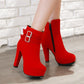 Red women boots wedding shoes bride high heel boots small size boots
