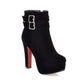 High Heel Double Buckle Boots Red 38