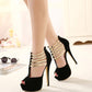 Rome Exhibition Gorgeous High heeled Metal High heeled Shoes 0413 Black