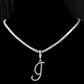 New Cursive Alphabet Pendant Necklace I 18inch Zircon chain