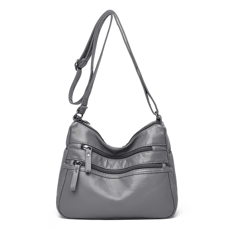 High Quality Women's Soft Leather Shoulder Bags Multi-Layer Vintage Crossbody Bag Luxury Designer Female Handbag and Purse gray3