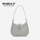 MABULA Rhinestone Bling Women Shoulder Bags Small High Quality Diamond Tote Handbag Luxury Design Half Moon Purse Crossbody Bag