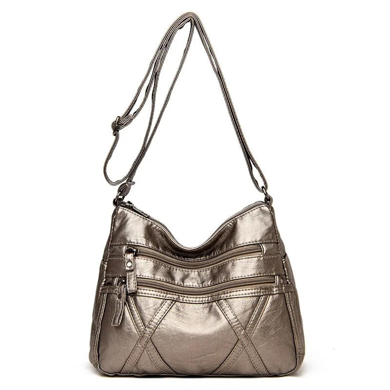 High Quality Women's Soft Leather Shoulder Bags Multi-Layer Vintage Crossbody Bag Luxury Designer Female Handbag and Purse bronze4