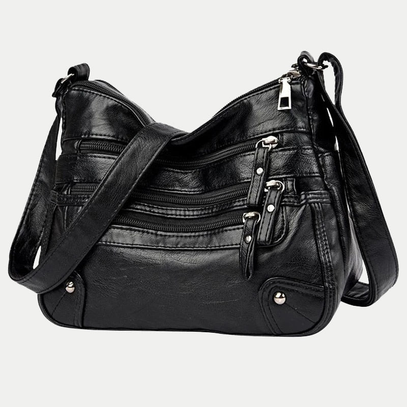 High Quality Women's Soft Leather Shoulder Bags Multi-Layer Vintage Crossbody Bag Luxury Designer Female Handbag and Purse