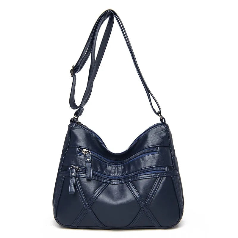 High Quality Women's Soft Leather Shoulder Bags Multi-Layer Vintage Crossbody Bag Luxury Designer Female Handbag and Purse dark blue4