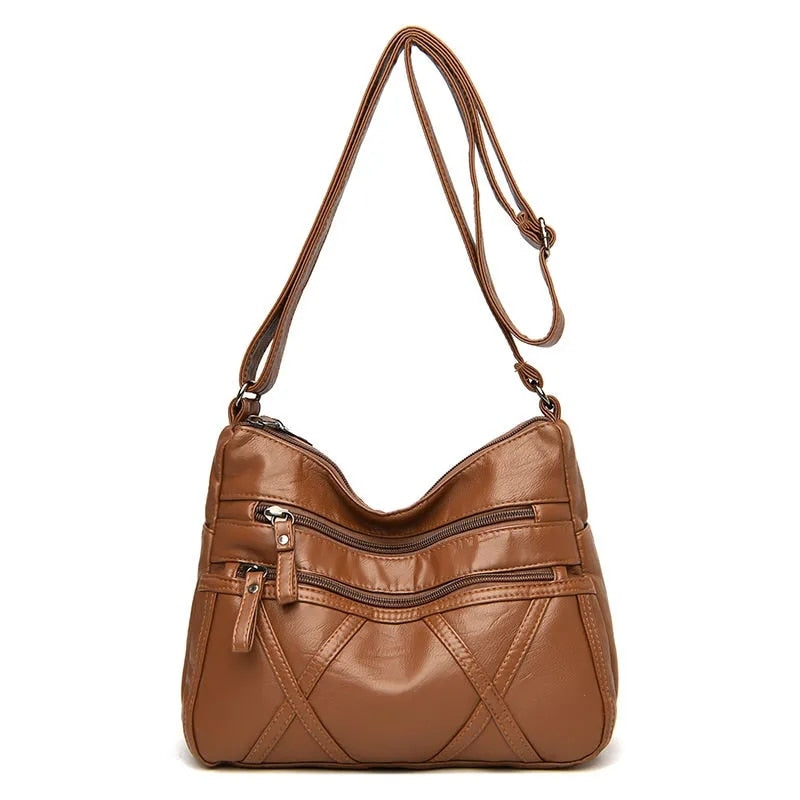 High Quality Women's Soft Leather Shoulder Bags Multi-Layer Vintage Crossbody Bag Luxury Designer Female Handbag and Purse brown4