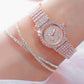 New Fashion Diamond Watch For Women Luxury Crystal 3PCS Rose Gold Quartz Watch Wristwatch Analog Dress Female Clock Ladies Reloj