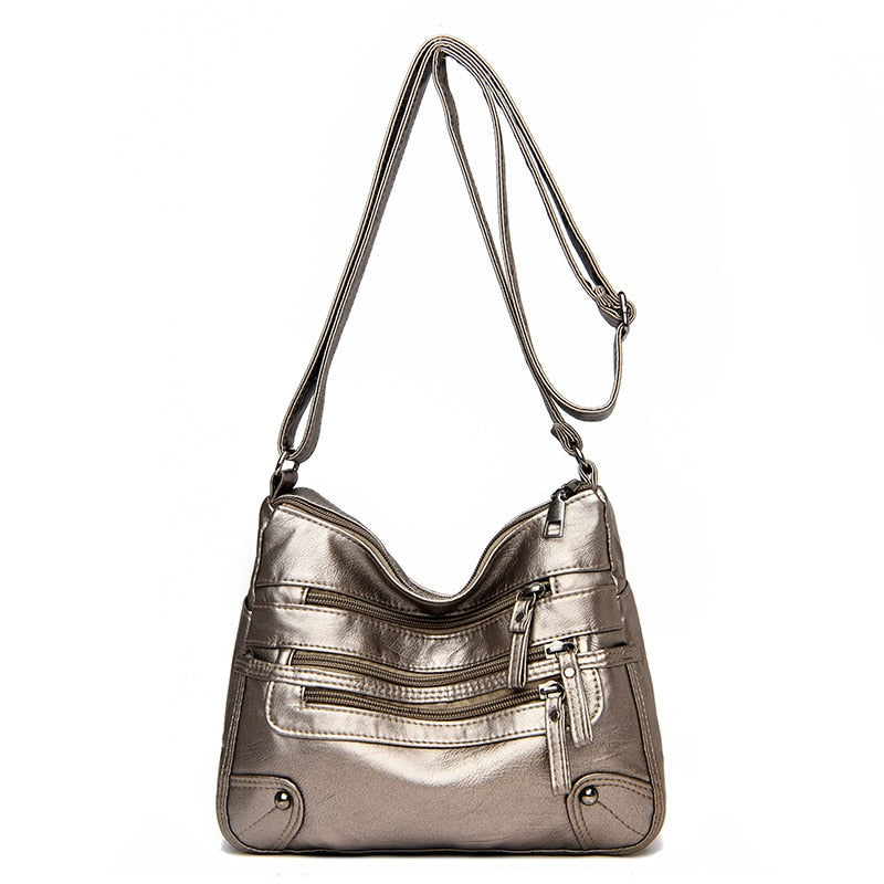 High Quality Women's Soft Leather Shoulder Bags Multi-Layer Vintage Crossbody Bag Luxury Designer Female Handbag and Purse bronze1