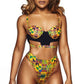 African Kente High Waist 2 Piece Bikini Yellow