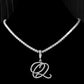 New Cursive Letters Cubic Zirconia Chain Intial Name Necklace Hip Hop Jewelry Gold Silver Color CZ 26 Alphabet Pendant Necklaces Q 18inch Zircon chain