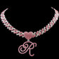Hip Hop Bling Iced Out Cursive Initial Letter Necklace R